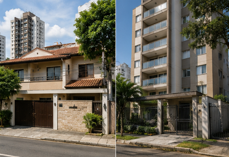 Fachada de casas e apartamentos usados em bairros consolidados de Belém e Ananindeua